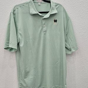 Peter Millar Green Striped Polo Shirt With Pine Valley Golf Course Embroidered